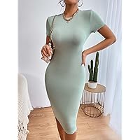 Women Dresses Solid Bodycon Dress (Color : Mint Green, Size : Small)