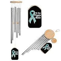 Cervical Cancer Awareness Flag Enjoyable Windchime Deep Tone Lovely Wind Chimes with 6 Aluminum Tubes Outdoor Decoration
