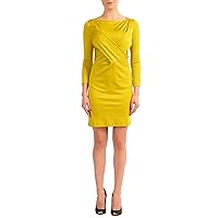 Just Cavalli Women's Butter Yellow 3/4 Sleeve Sheath Dress US S IT 40