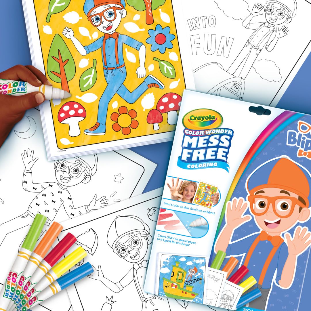 Crayola Color Wonder Blippi, Mess Free Coloring Pages & Markers, Gift for Kids, Ages 3, 4, 5, 6