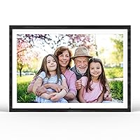 NexFoto 10 Inch Smart WiFi Digital Picture Frame, Electronic Photo Frame with IPS Touch Screen, Share Photos Videos via Easy to Use App, Black Wood Pattern, Gift for Grandparents