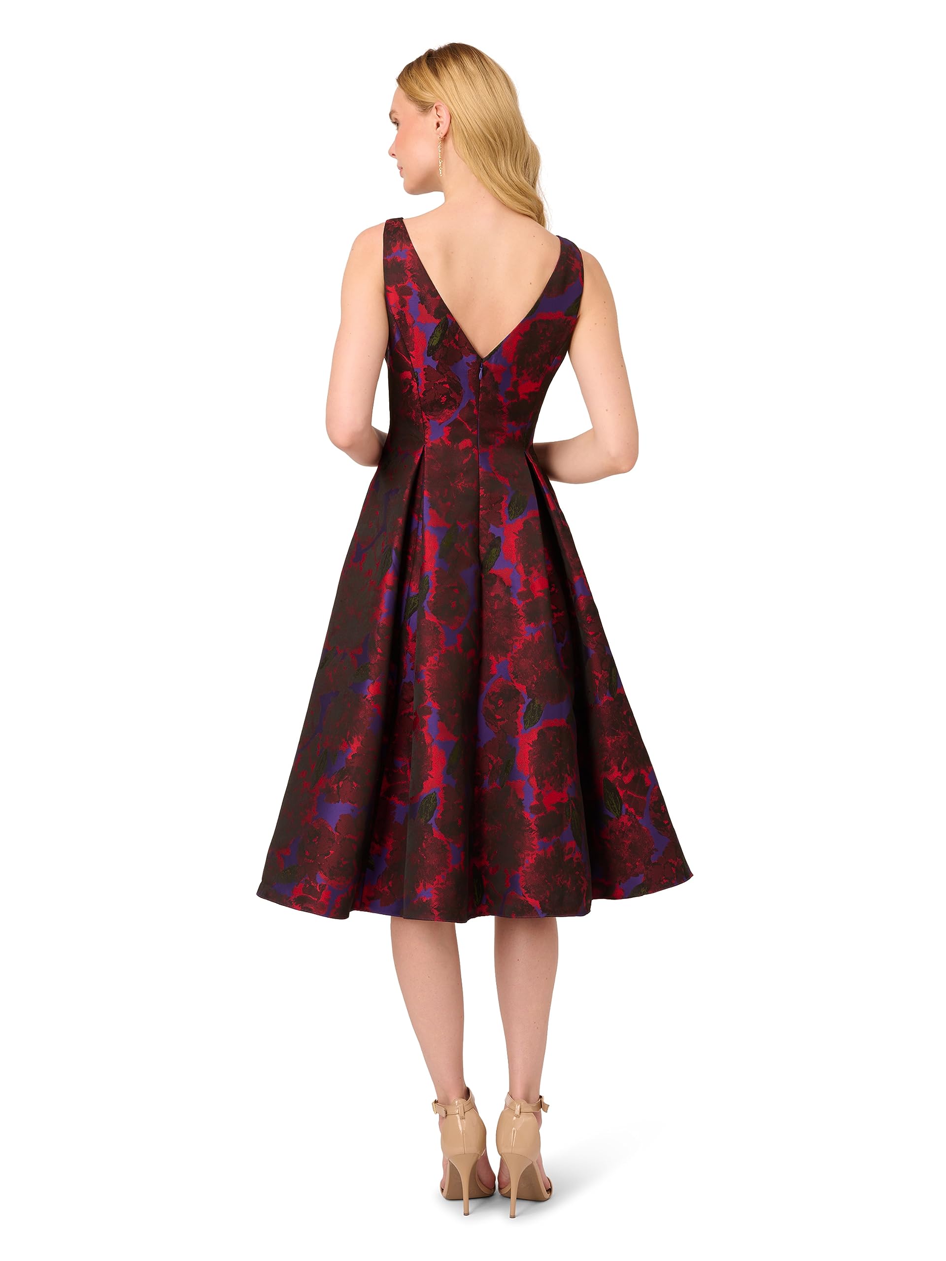 Adrianna Papell Women's Jacquard Tea Length Dress