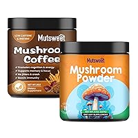 Mushroom Coffee & Ten Mushrooom Powder 227g, with Lions Mane, Reishi, Cordyceps, Turkey Tail, Chaga -Mushroom Supplement for Energy, Focus, Immune Support - 8oz