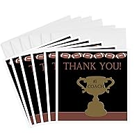 3dRose Football Thank you Coach - Greeting Cards, 6 x 6 inches, set of 6 (gc_16316_1)