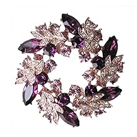 FAIRY COUPLE Gold Plated Purple Amethyst Flowers Floral Wheel Medallion Austrian Crystal Pin Brooch Jewelry Gift BR94