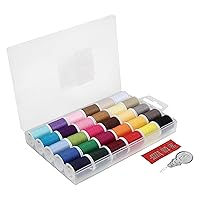 SINGER Polyester Sewing Thread Set - 30 Assorted Colors, 50 Yards per Thread Spool, Sewing Kit Includes 5 Large Eye Hand Needles, 1 Needle Threader, Suitable for Hand and Machine Sewing