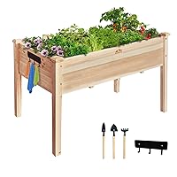 Raised Garden-Planter with Legs Outdoor - Elevated Garden Bed Wood Stand for Vegetable Flower Herb Large Rectangle Growing Box Suitable for Backyard Patio and Balcony, 48”L X 24”W