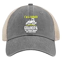 I'm A Farmer Grandpa Tractor Farm Farming Hat for Mens Baseball Caps Low Profile Washed Workout Hats