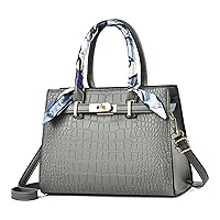 Women's PU Leather Shoulder Bag Stone Crocodile Pattern Top Handle Satchel Shopping Handbags Work Travel Crossbody Bag
