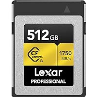 Lexar 512GB Professional CFexpress Type B Memory Card GOLD Series, Up To 1750MB/s Read, Raw 8K Video Recording, Supports PCIe 3.0 and NVMe (LCXEXPR512G-RNENG)