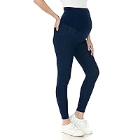 Leggings Depot Women's Maternity Jeans with Pockets Comfy Stretch Pregnancy Pants Denim Jeggings