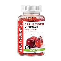 Beauty Gummy – Apple Cider Vinegar Gummies – Sugar Free and Gluten Free to Support Digestion, Detox, Heart and Skin Health, Healthy Blood Sugar Levels, and Weight Management (Apple Flavor – 90 Count)