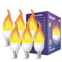 【Upgraded】 LED Flame Light Bulbs, 3 Modes Flickering Light Bulbs, E12 Chandelier Base Candle Fire Light Bulb for Halloween Christmas Party Porch Indoor & Outdoor Home Decoration - 6 Pack
