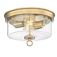 Westinghouse Lighting 6128600 Lebanon Transitional 12 Inch, Two Light Flush Mount Ceiling Fixture, Champagne Brass Finish, Clear Glass