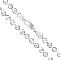Sterling Silver Italian Ball Bead Chain 3mm 4mm 5mm 6mm 8mm 10mm 925 Italy New Dog Tag Necklace