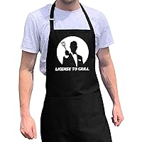 License to Grill Funny Aprons For Men - One Size Fits All Gifts for Dad