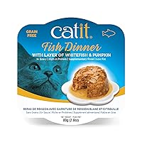 Catit Fish Dinner with Whitefish & Pumpkin – Hydrating and Healthy Wet Cat Food for Cats of All Ages