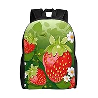 Strawberry and flower print Backpacks Waterproof Light Shoulder Bag Casual Daypack For Work Traveling Hiking