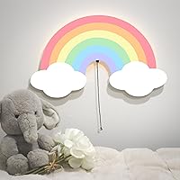 Rainbow Night Light for Kids - Floating Wall Night Lights for Nursery, Children's Bedroom, Battery Operated Hanging Light Up Nursery Wall Décor, Cute Soothing Lamp, Easy Installation