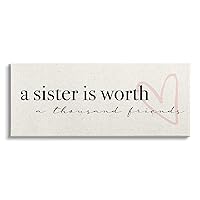 A Sister is Worth Thousand Friends Phrase Heart, Designed by Daphne Polselli Canvas Wall Art, 24 x 10, Black