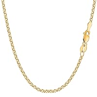 Jewelry Affairs 14k Yellow Gold Round Rolo Link Chain Necklace, 2.3mm