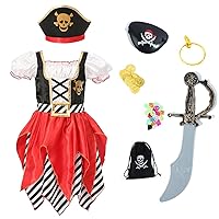 Wizland Kids Pirate Costume Buccaneer Princess Costume Pirate Lass Costume Pirate Role Play Dress Up Set