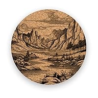 Natural Landscapes, Coasters Gift, Set of 6, Cork Coasters with Holder, Absorbent Coasters, Nature Art Decor, Personalized Coasters - CA058