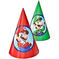 Amscan Super Mario Brothers™ Luigi Paper Cone Hats, Party Accessory (Pack of 8)