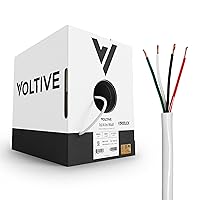 Voltive 16/4 Speaker Wire - 16 AWG/Gauge 4 Conductor - UL Listed in Wall Rated (CL2/CL3) - Oxygen-Free Copper (OFC) - 500 Foot Bulk Cable Pull Box - White