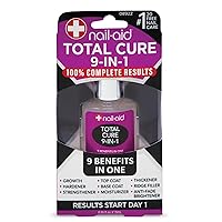 Nail-Aid Total Cure 9 in 1 Nail Treatment - Strengthen, Smooth, & Brighten Brittle Nails - Clear, 0.51 Fl Oz