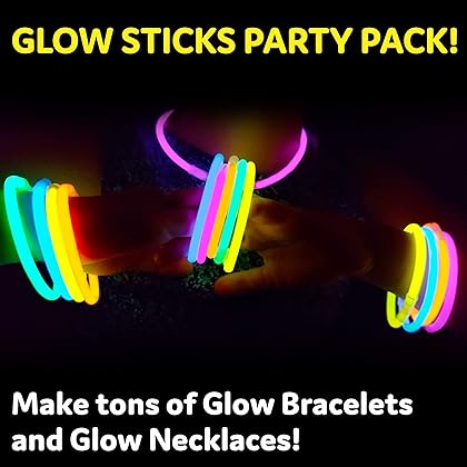 PartySticks Glow Sticks Jewelry Bulk Party Favors 300pk and Connectors - 8