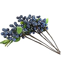 Artificial Blueberry Fruit,Holly Christmas Berries for Home Wedding Festival Holiday Christmas Tree Decorations,5 Pcs