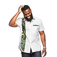 African Shirts for Men Blouse Crop Top Plus Size Casual Shirt Short Sleeve Stand Neck Ankara Clothes Print Attire