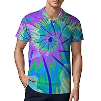Psychedelic Tie Dye Mens Polo Shirt Short Sleeve Golf T Shirt Casual Sport Shirts for Work Business Fishing