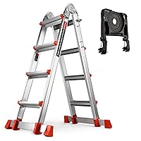 Ladder, A Frame 4 Step Extension Ladder, 17 Ft With Multi Position & Removable Tool Tray with Stabilizer Bar, 330 lbs Weight Rating Telescoping Ladder for Household or Outdoor Work