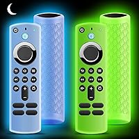 (2PACK) Protective Remote Cover, Silicone Remote Cover, Remote Control Cover(Glow Green+Glow Blue)
