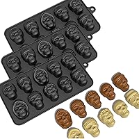 10-Cavity 3D Skull Mold Set,Silicone Ice Cube Mold Maker,for Chilling Whiskey Cocktail Beverages Pudding Chocolate Non-Stick Sugar Mold (3 pcs)