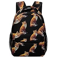 Geometric Fox Travel Laptop Backpack Casual Daypack with Mesh Side Pockets for Book Shopping Work