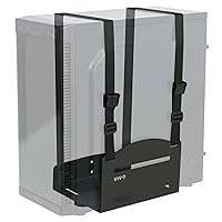 VIVO Universal PC Wall Mount, Adjustable Steel Bracket, Computer Case, Open Frame CPU Strap Holder, Black, MOUNT-PC03V