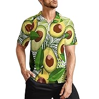 Avocado Tropical Palm Tree Men's Zippered Polo Shirt Casual Slim Fit Short Sleeve Golf T Shirts