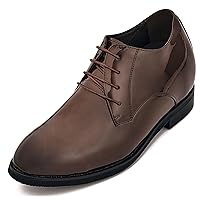 CALTO Men's Invisible Height Increasing Elevator Shoes - Patent Leather Formal Dress Oxfords - 3.4 Inches Taller