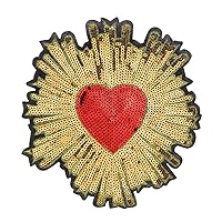 2pieces Gold Sequins Red Heart Embroidery Applique Patches Sew on Iron on Dress T-Shirt Apparel Accessories TH686