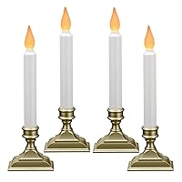 Battery Operated LED Window Candles with Flickering Amber Flame, Automatic Timer, 9.75 Inches Tall, VT-1206P (Pack of 4, Pewter)