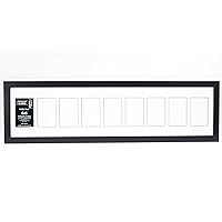 [10x40 9 Opening Glass Face Black Picture Frame to hold 4 by 6 Photographs including 10 by 40 inch White Mat Collage