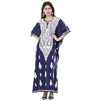 Cotton Kashmiri Kaftan Maxi Dress Beachwear Cover Up Aari Work Paisley Design