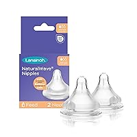 Lansinoh NaturalWave Baby Bottle Nipples, Slow Flow, Size 2S, Anti-Colic, 2 Count