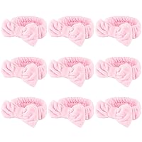 WHAVEL 9 Pack Pink Spa Headband for Washing Face, Makeup Headband Skincare Face Wash Headband Facial Headband Soft Fluffy Headband Bachelorette Spa Party Favors (C. Pink)