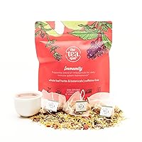 Organic Immunity Tea with Natural Vitamin C for Immune Support & Sore Throat | Blend of Adaptogens, Elderberry, Orange Peel, Ginger, Basil, Lemon Peel & Valerian Root | Caffeine-Free 15 Tea Bags