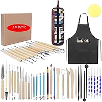 Pottery Clay Tools for Adults Sculpting, Yagugu 45Pcs Basic Wood Ceramics Carving Polymer Clay Tool Supplies kit Supplies for Kids and Artists Modeling Shaping Building for Art&Craft Gifts