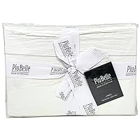 Piu Belle piubelle Portugal White 4-pc 100% Cotton-Hotel Luxury, Extra Soft, Cooling Bed Sheets Breathable Bed Sheet Set (King (U.S. Standard), Silver Stitched Raw Edge)